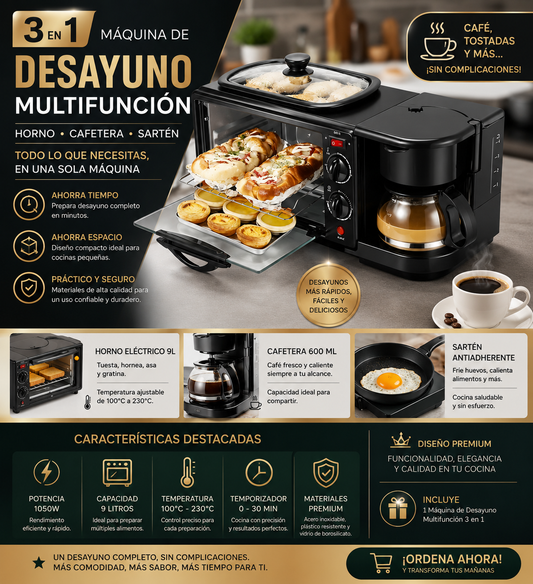 Maquina de Desayuno 3en1 Multifuncional