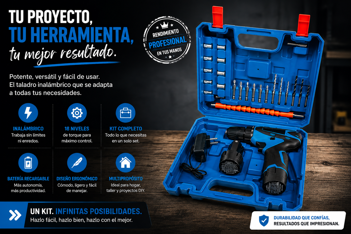 Taladro destornillador 12v x2 bateria