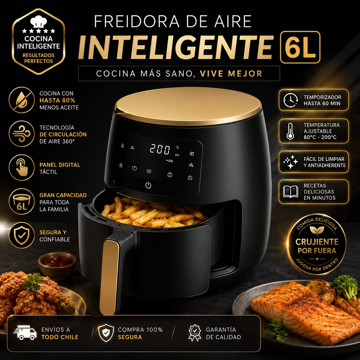 Freidora De Aire Inteligente 6l