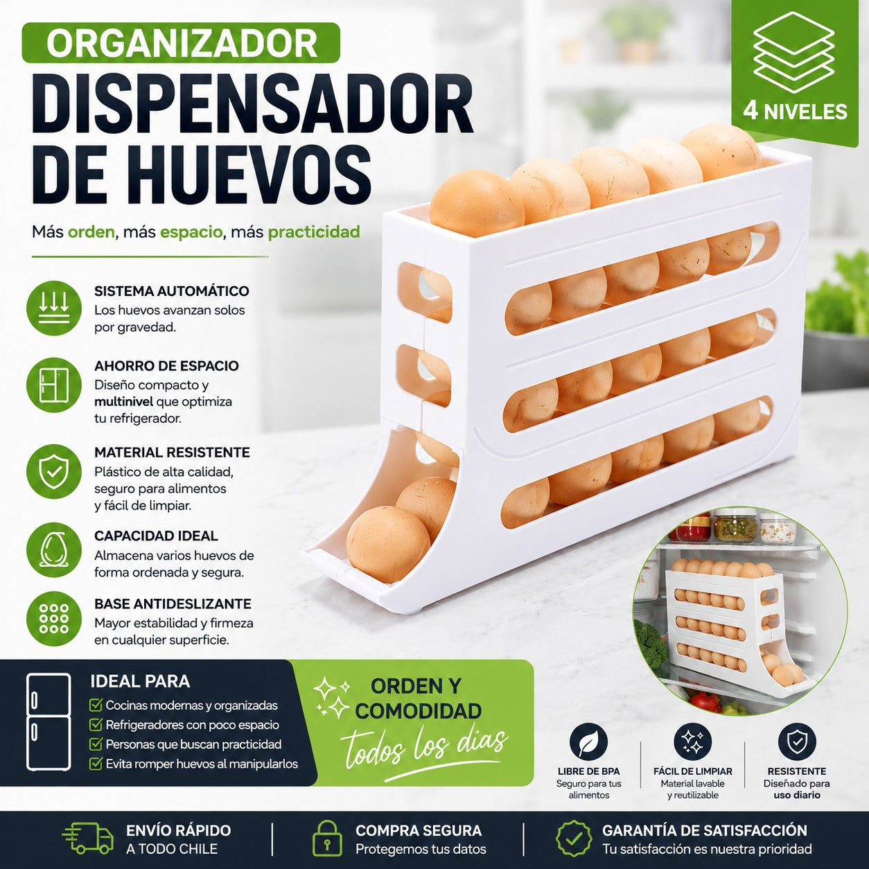 Organizador dispensador de Huevos X2