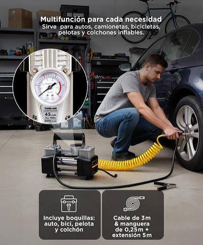 Kit Compresor De Aire Auto 12V Portátil