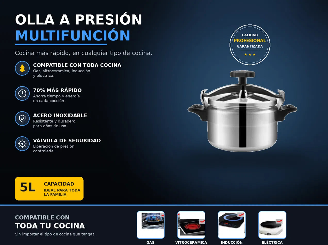 Olla A Presión Para Cocinar Aluminio 5L